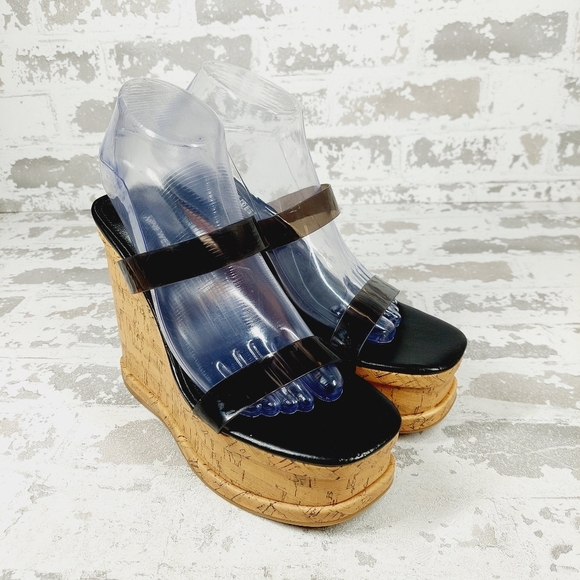 NEW NINE WEST Women's Rapps3 Black Summer Strappy Wedge Sandals K671 - Picture 4 of 13